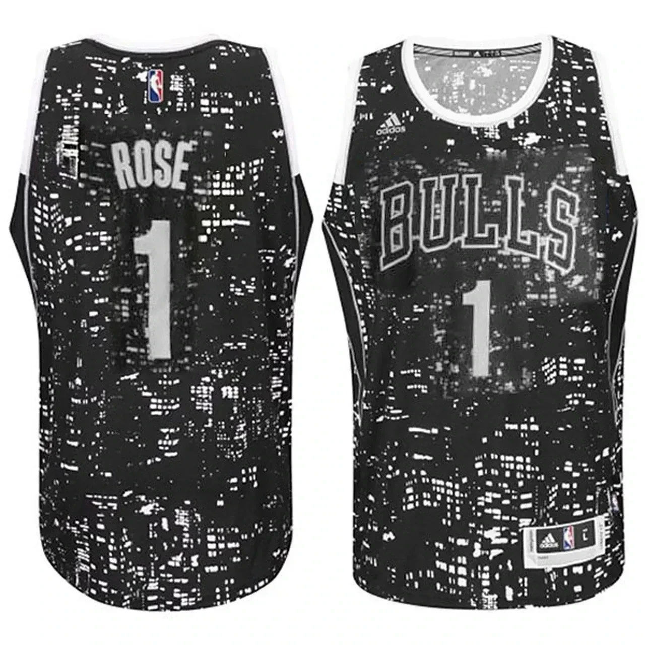Chicago Bulls 1 Derrick Rose City Lights Black Swingman NBA Jersey Men's