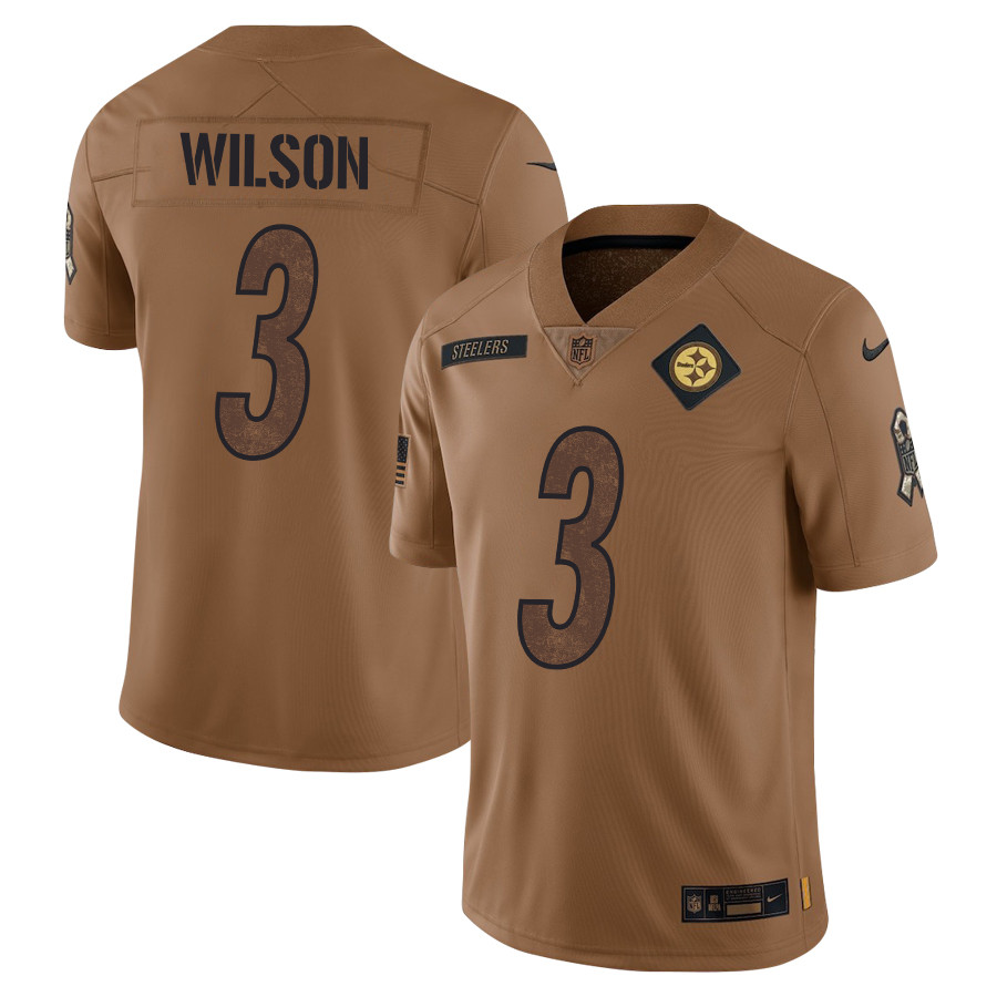 Russell Wilson 3 Pittsburgh Steelers 2023 Salute To Service Limited Brown NFL Jersey Men's