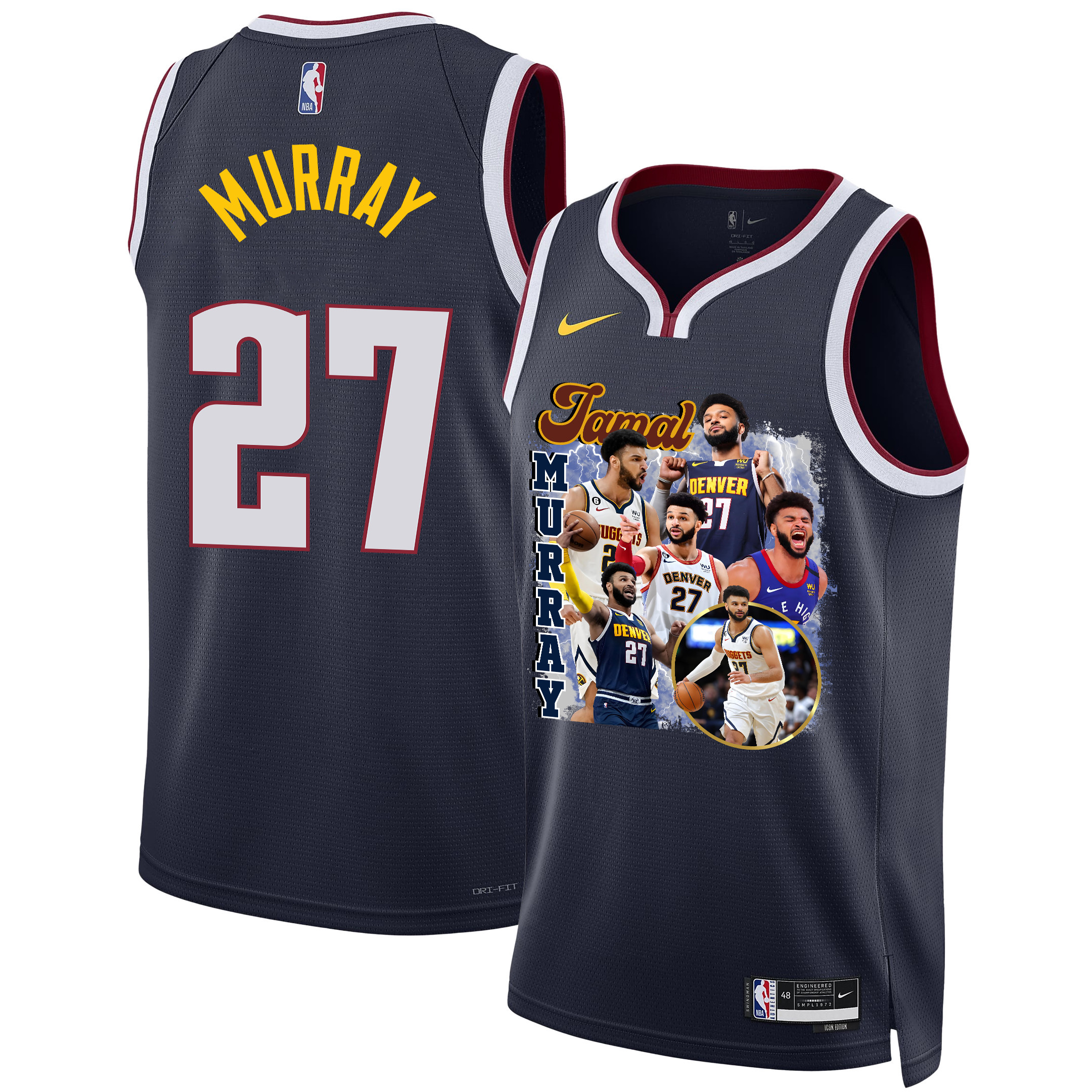 Jamal Murray 27 Denver Nuggets Playmaking Maestro 2023 Champions Swingman Black NBA Jersey Men's