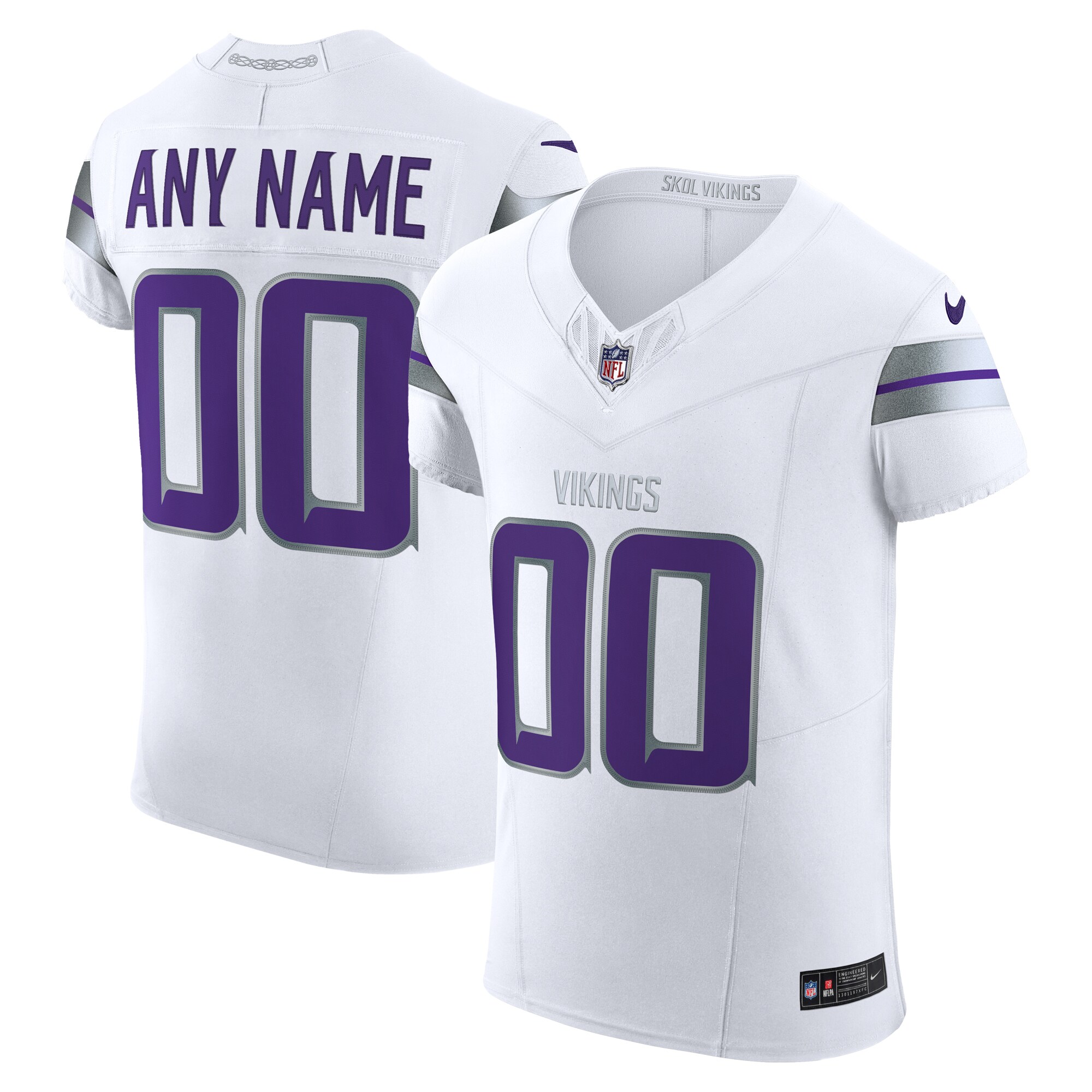 Minnesota Vikings White Vapor F.U.S.E. Elite Custom NFL Jersey Men's