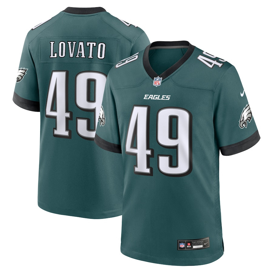 Rick Lovato 49 Philadelphia Eagles Team Game Midnight Green NFL Jersey Men's