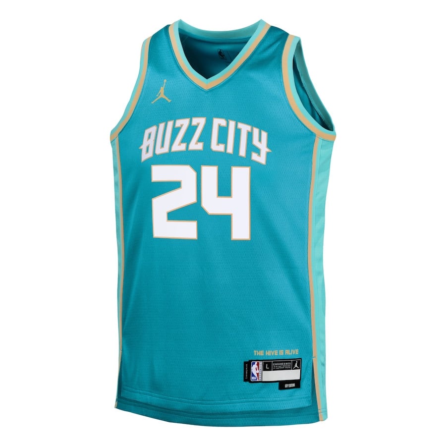 Brandon Miller 24 Charlotte Hornets 2023/24 City Edition Swingma Teal NBA Jersey Youth