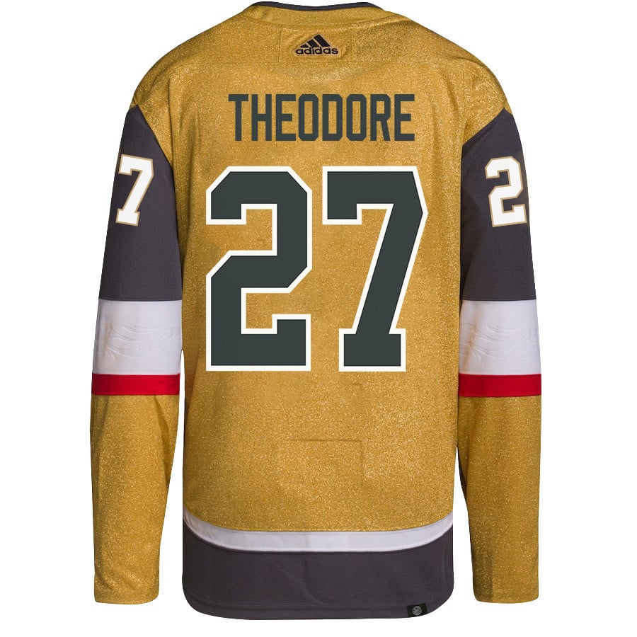 Shea Theodore 27 Vegas Golden Knights Stanley Cup 2023 Champions Patch Home Breakaway Gold NHL Jersey Men's