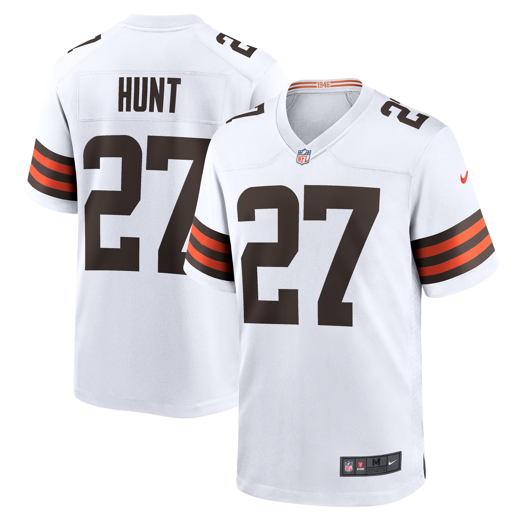 Cleveland Browns Kareem Hunt White Game Player NFL Jersey Men's