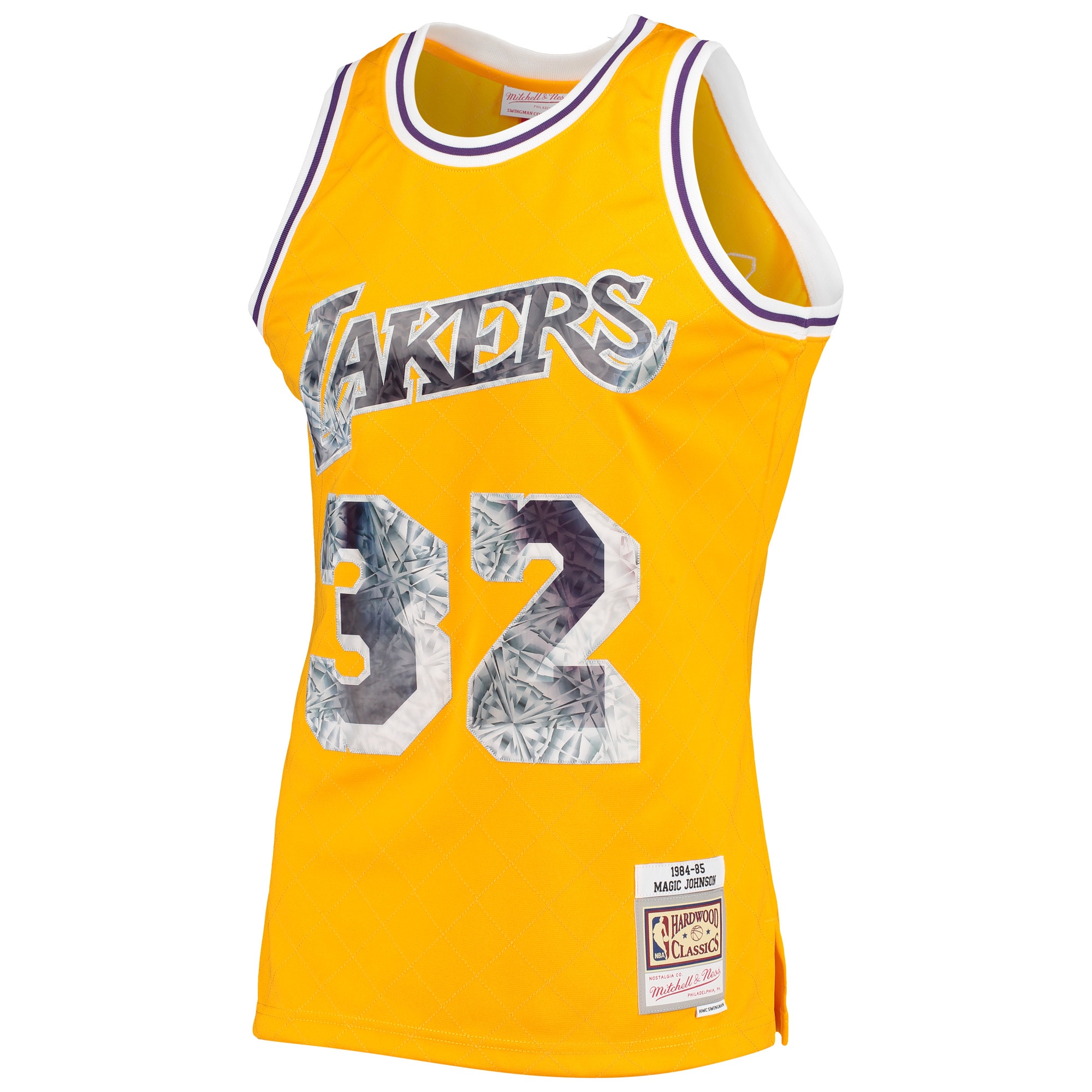 Mitchell Ness Magic Johnson Gold Los Angeles Lakers 1984/85 Hardwood Classics 75th Anniversary Diamond Swingman NBA Jersey Men's