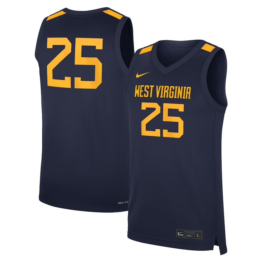 West Virginia Mountaineers Road Navy #25 NCAA Jersey Men's