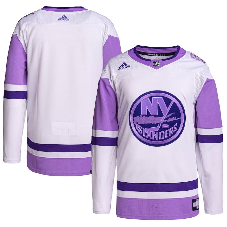 New York Islanders Fights Cancer Primegreen White/Purple NHL Jersey Men's