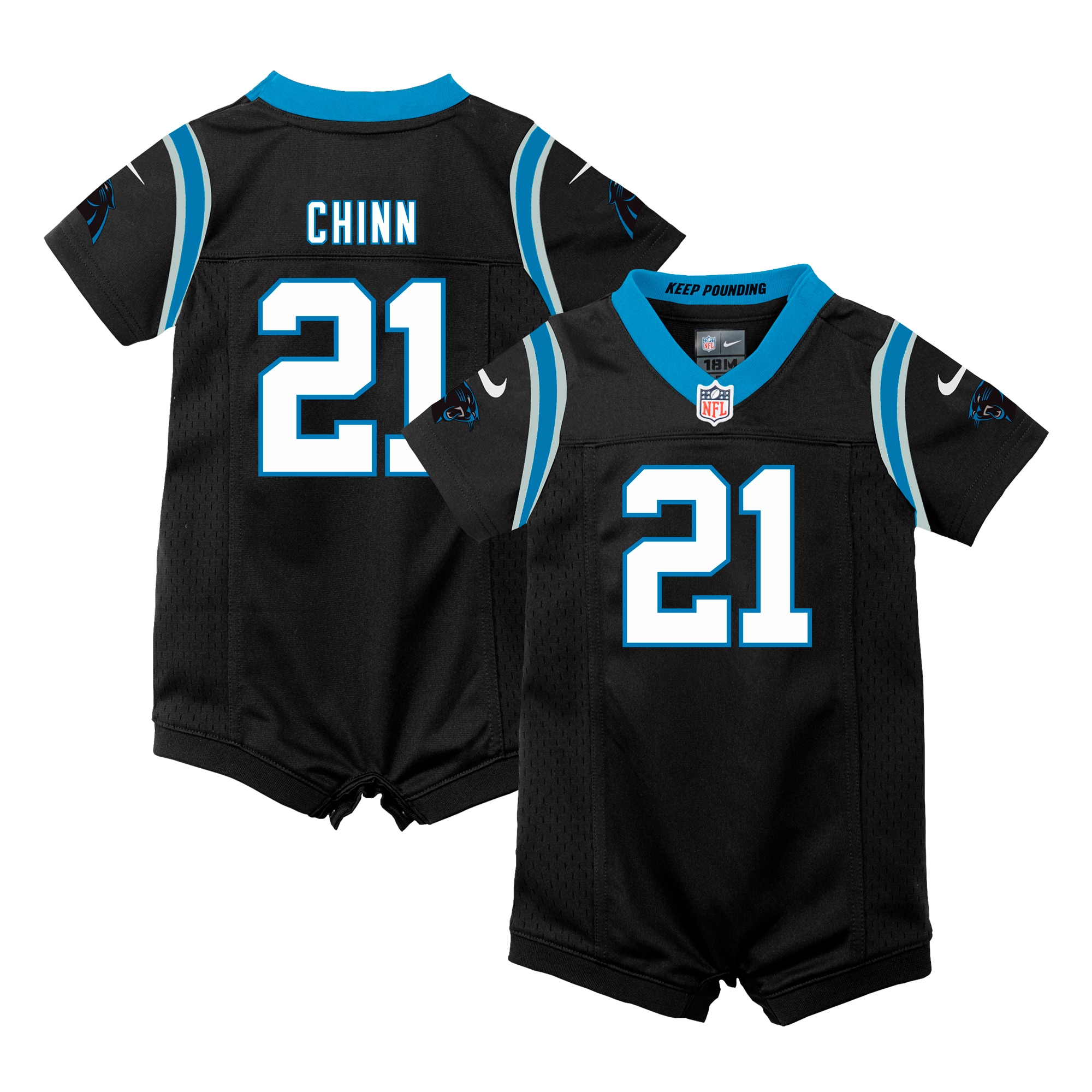 Newborn Carolina Panthers Jeremy Chinn Black Romper Game NFL Jersey Men's