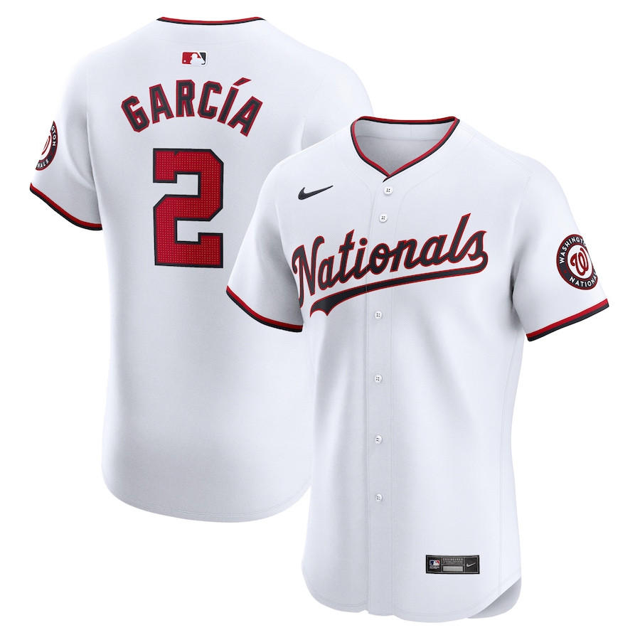 Luis Garcia 2 Washington Nationals Home Elite Player White MLB Jersey Men's