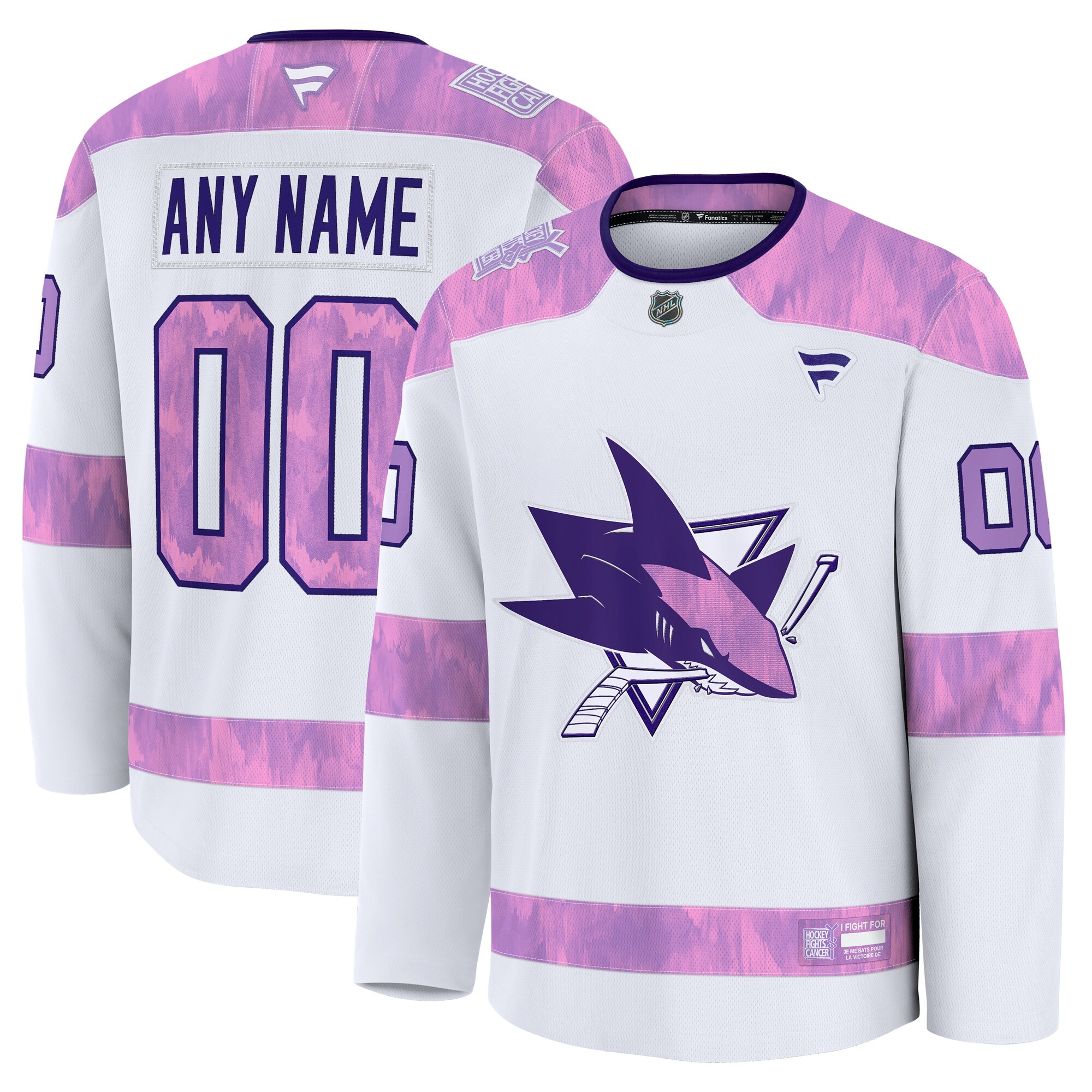 San Jose Sharks White 2024 Fights Cancer Custom Practice NHL Jersey Men's