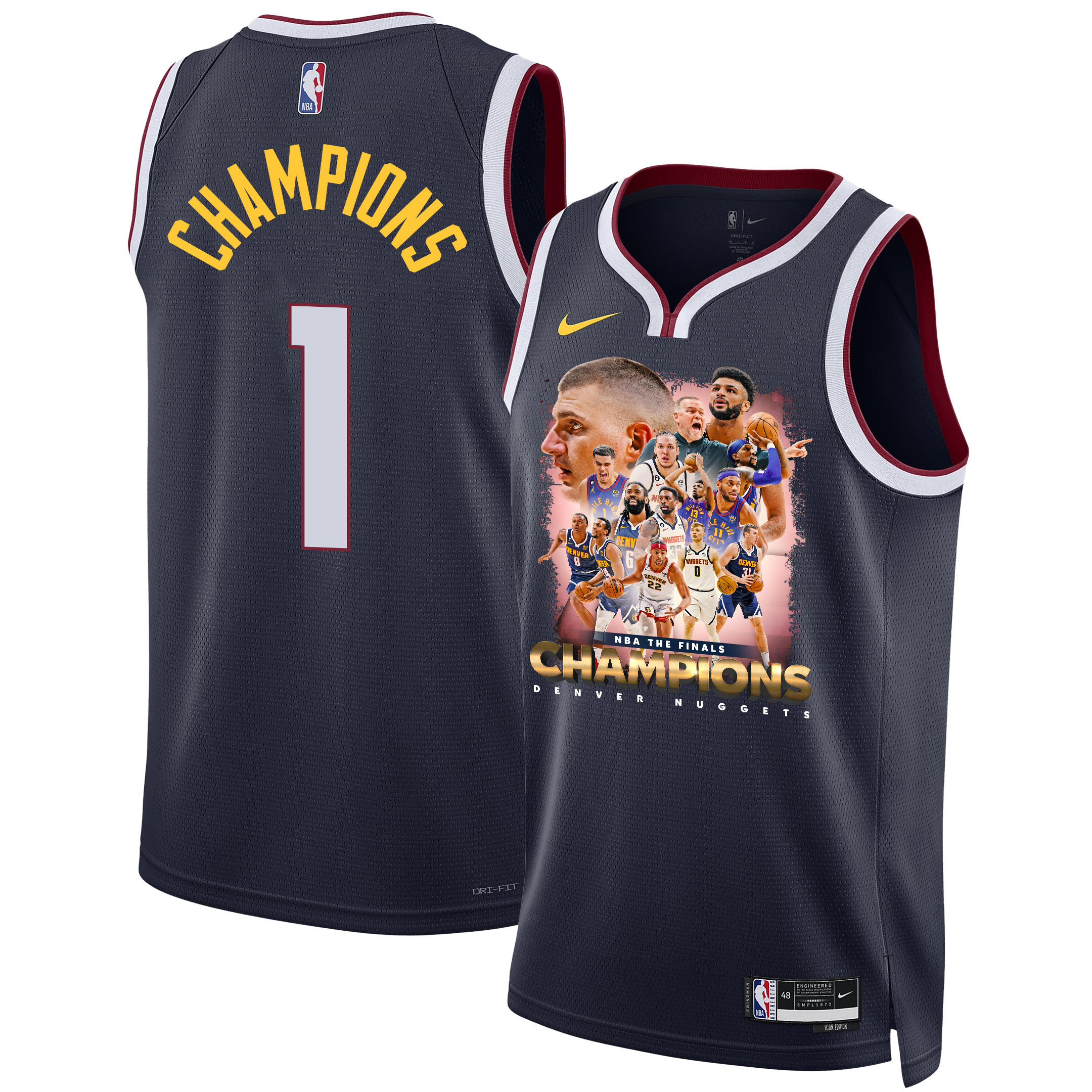 Denver Nuggets Advance To 2023 Champions Swingman Black NBA Jersey Men's