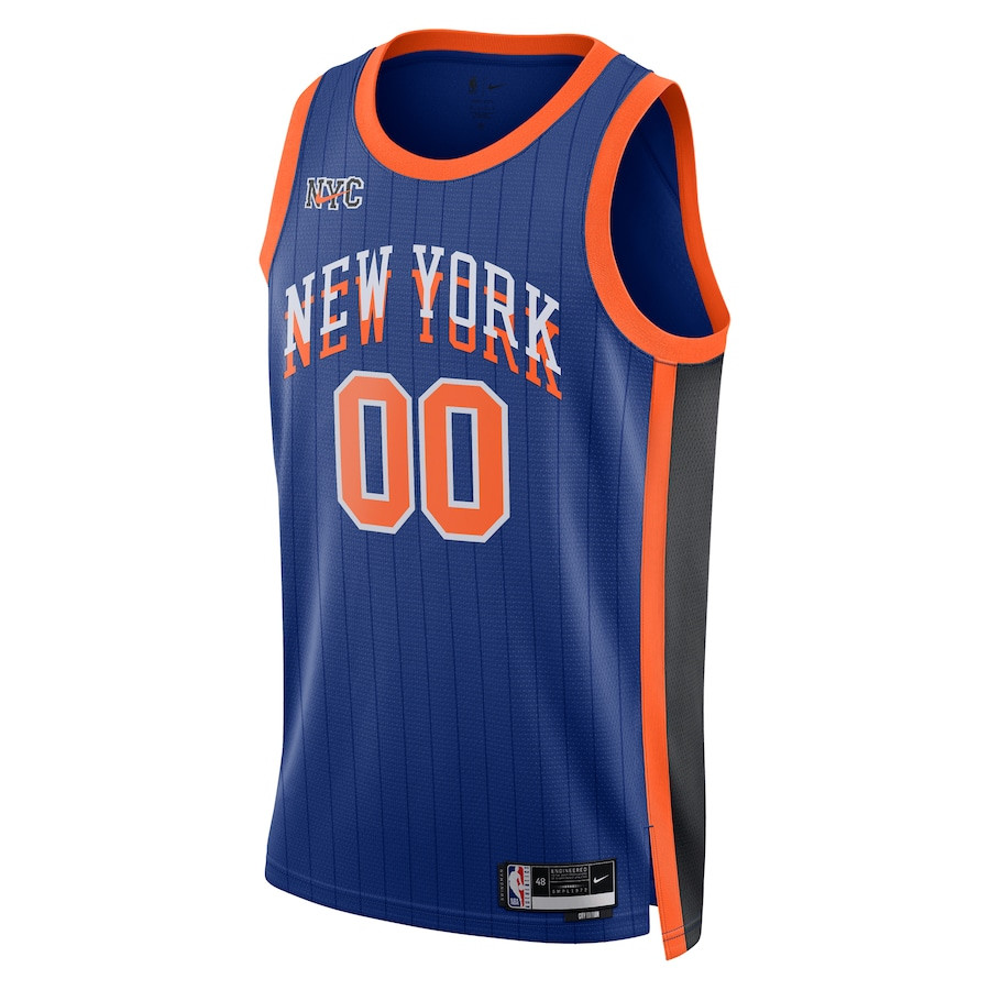 New York Knicks 2023/24 City Edition Swingman Custom Blue NBA Jersey Men's