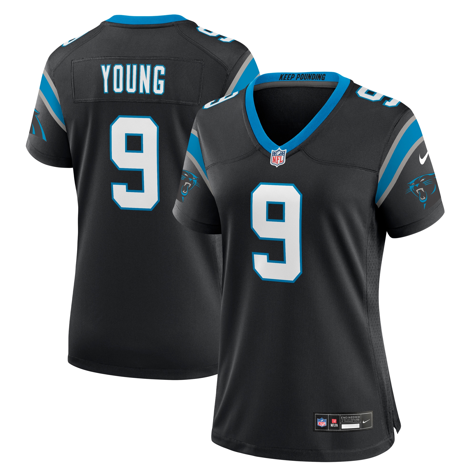 Carolina Panthers Bryce Young Black Team Game NFL Jersey Women's