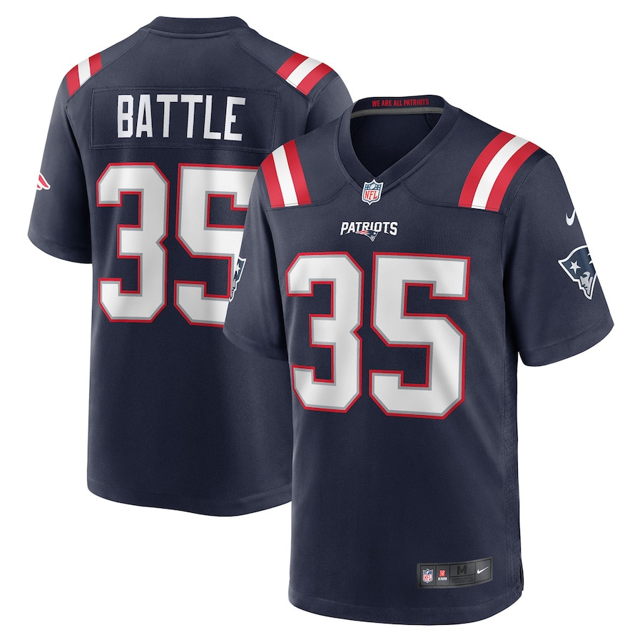 Miles Battle 35 New England Patriots Game Navy NFL Jersey Men's