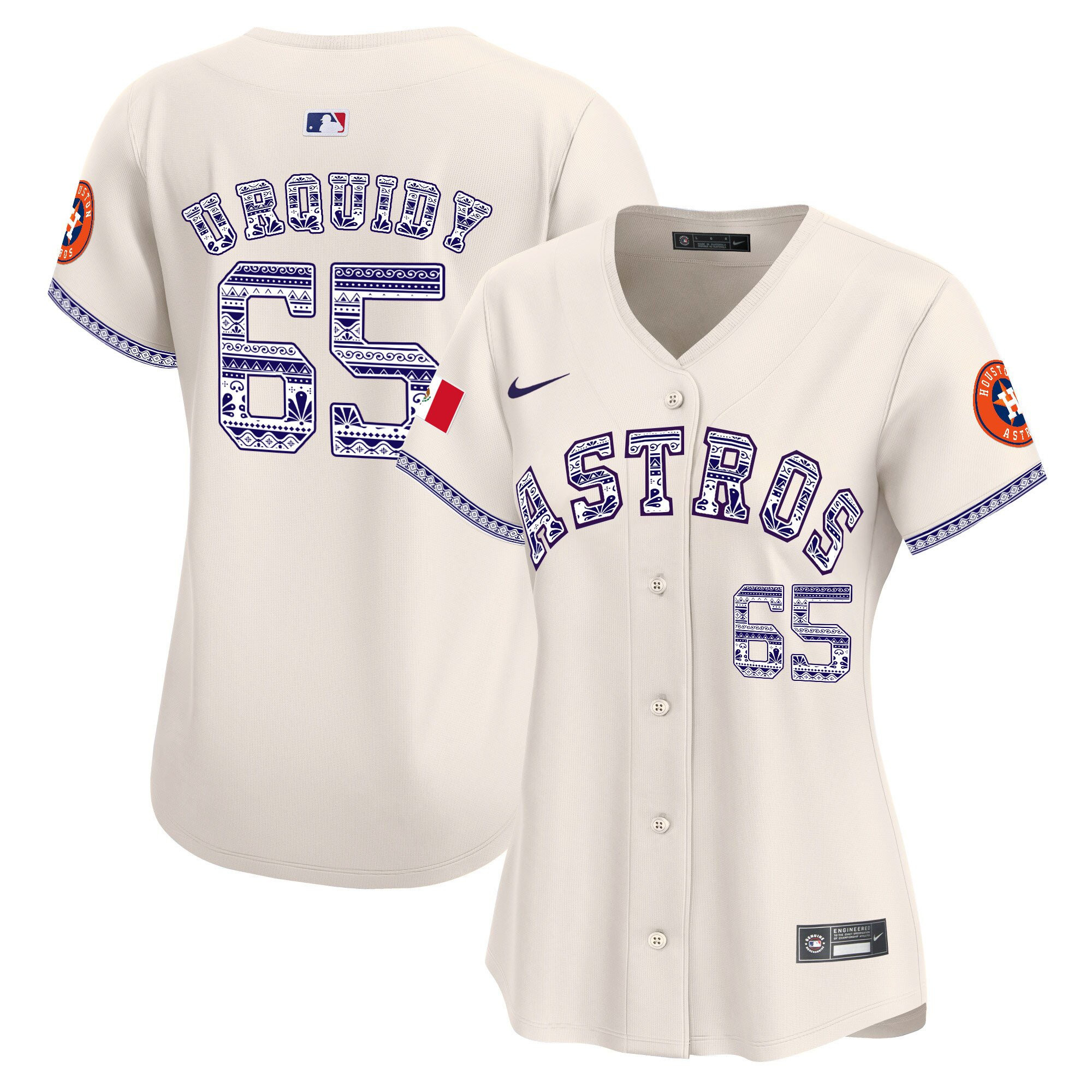 Jose Urquidy 65 Houston Astros Mexico Cream MLB Jersey Women's