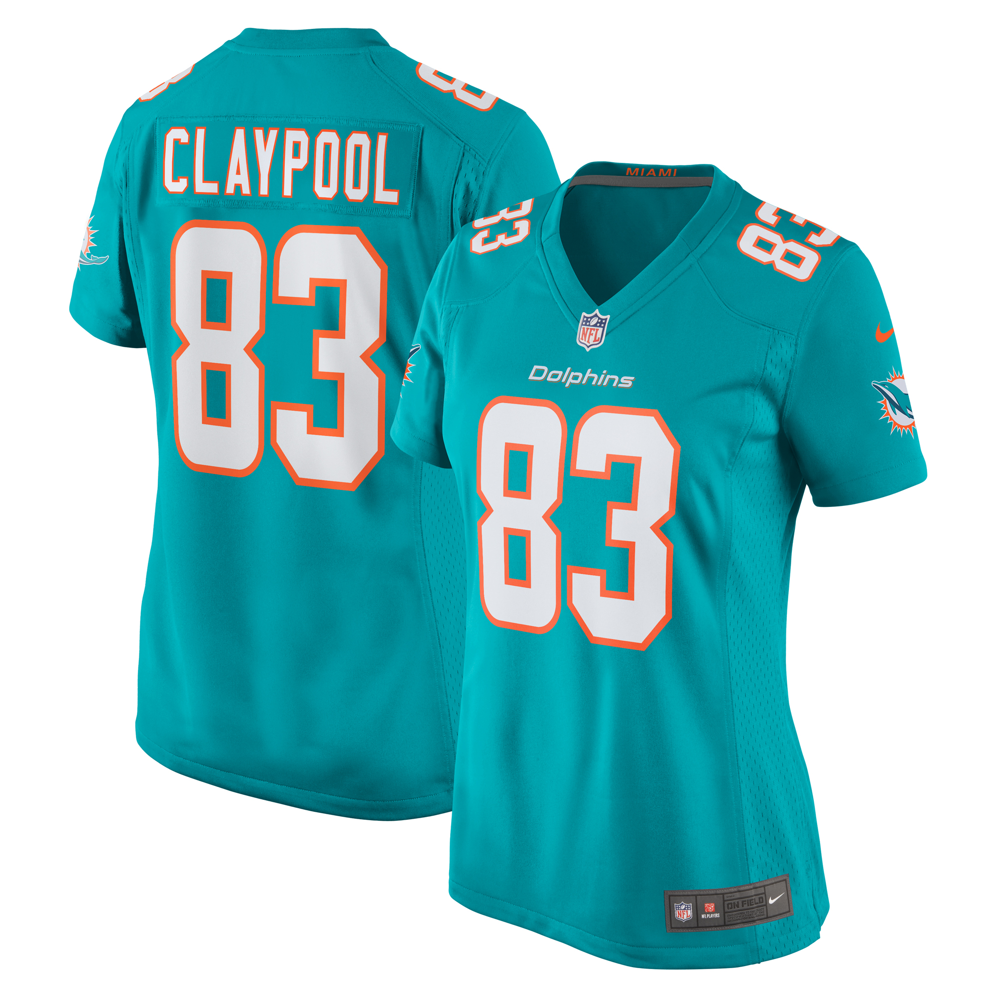 Miami Dolphins Chase Claypool Aqua Game NFL Jersey Women's