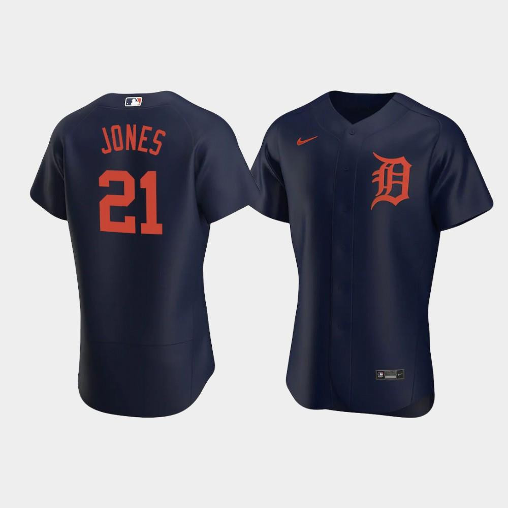 JaCoby Jones 21 Detroit Tigers Navy Alternate MLB Jersey Men's