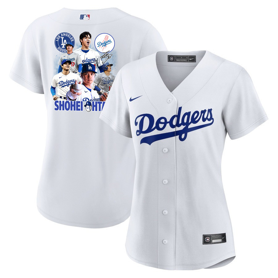 Shohei Ohtani 17 Los Angeles Dodgers Signed Sho King 2023 Home White MLB Jersey Women's
