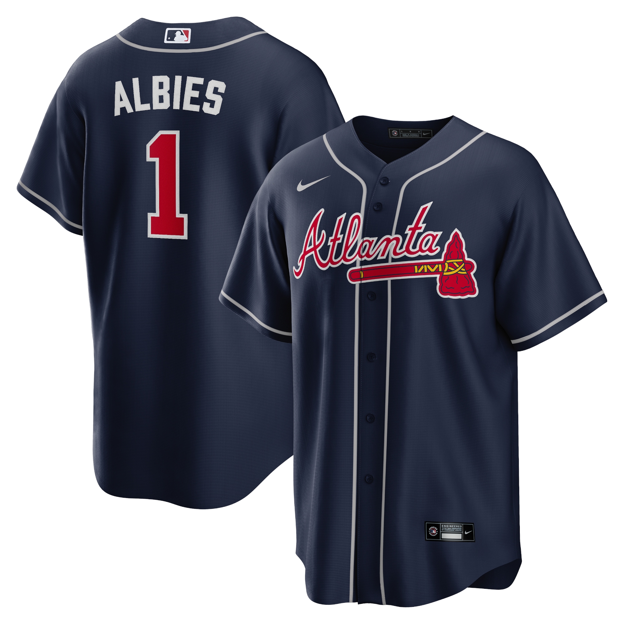 Atlanta Braves Ozzie Albies Navy Alternate Player Name MLB Jersey Men's