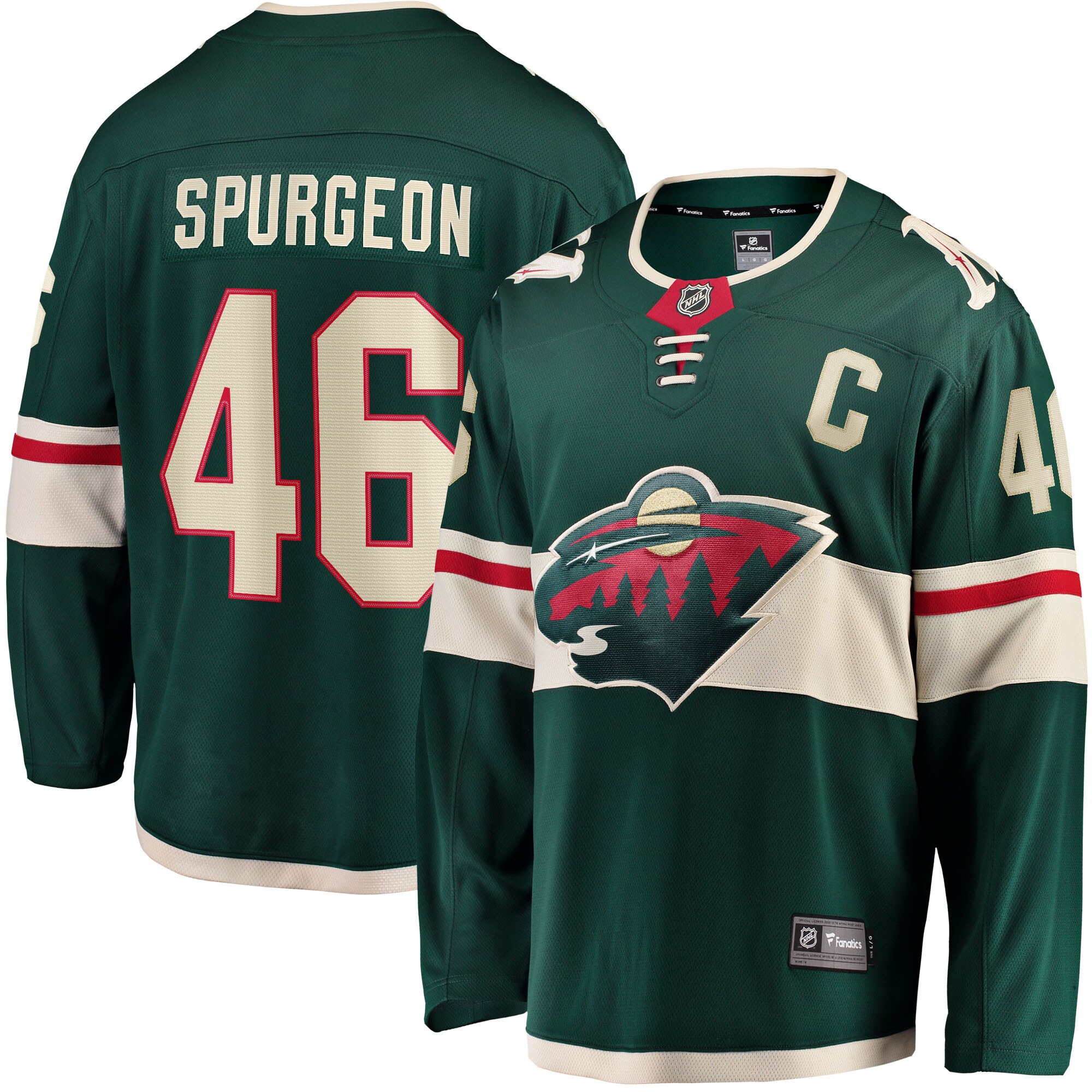 Minnesota Wild Jared Spurgeon Green Home Breakaway Player NHL Jersey Men's
