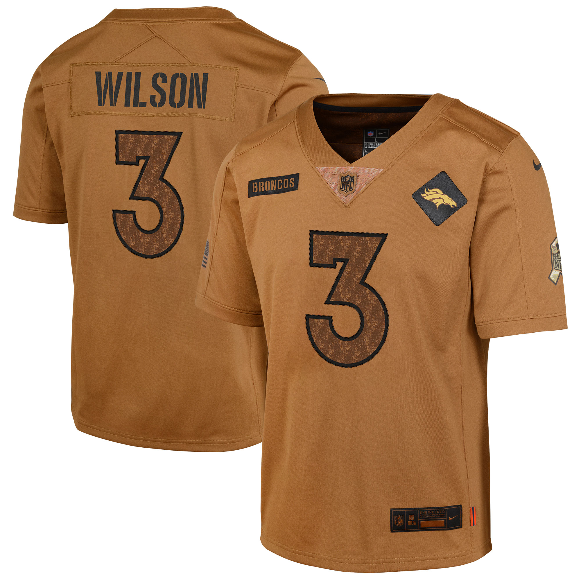 Denver Broncos Russell Wilson Brown Salute To Service Limited NFL Jersey Men's