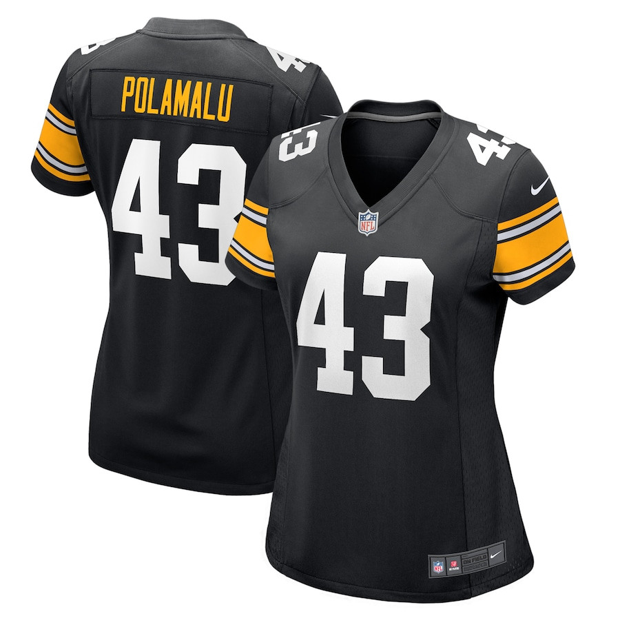 Troy Polamalu 43 Pittsburgh Steelers Retired Black NFL Jersey Women's