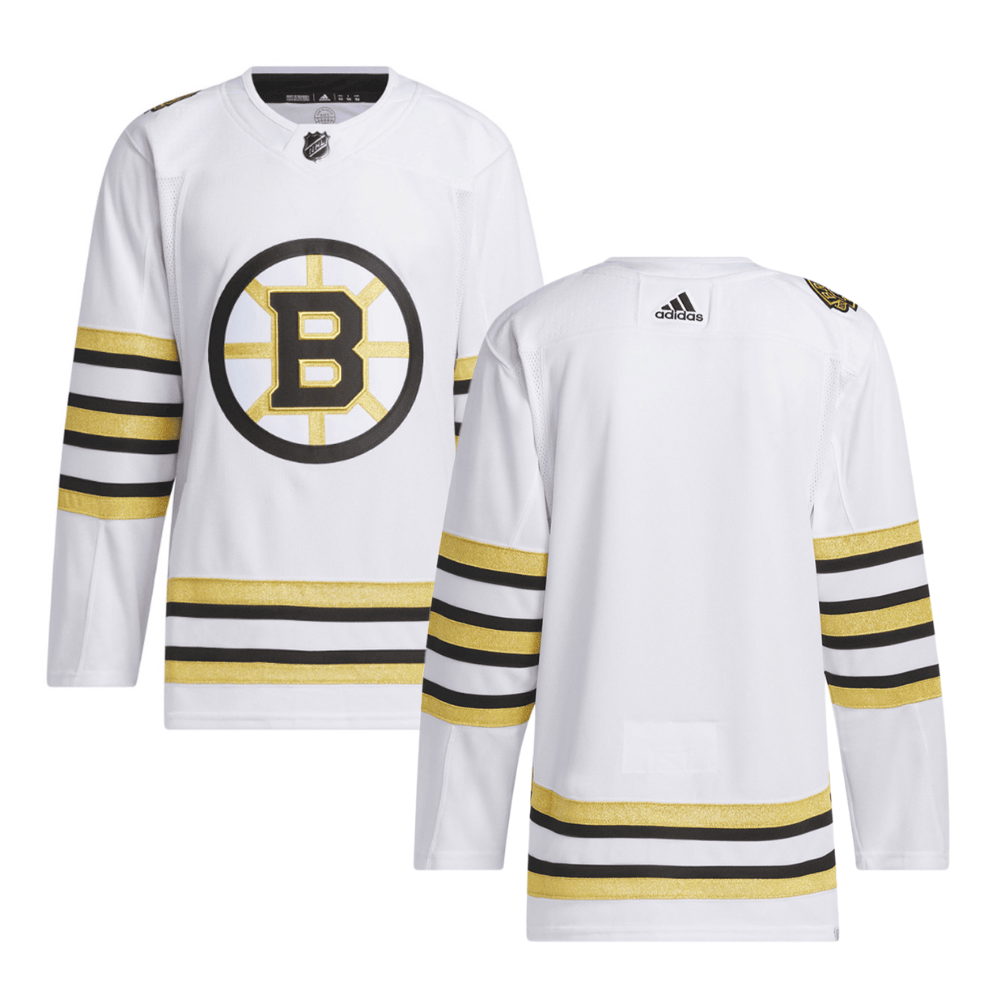 Boston Bruins 100th Anniversary Primegreen Away White NHL Jersey Men's