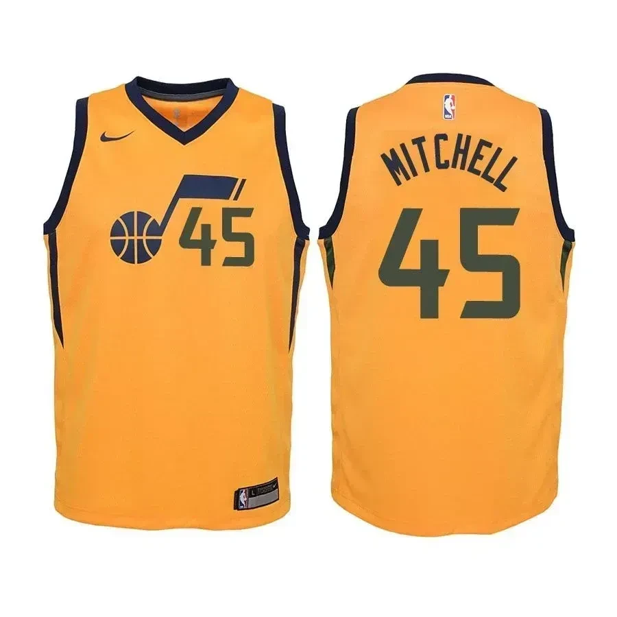 Utah Jazz Donovan Mitchell 45 Statet Edition Yellow NBA Jersey Youth