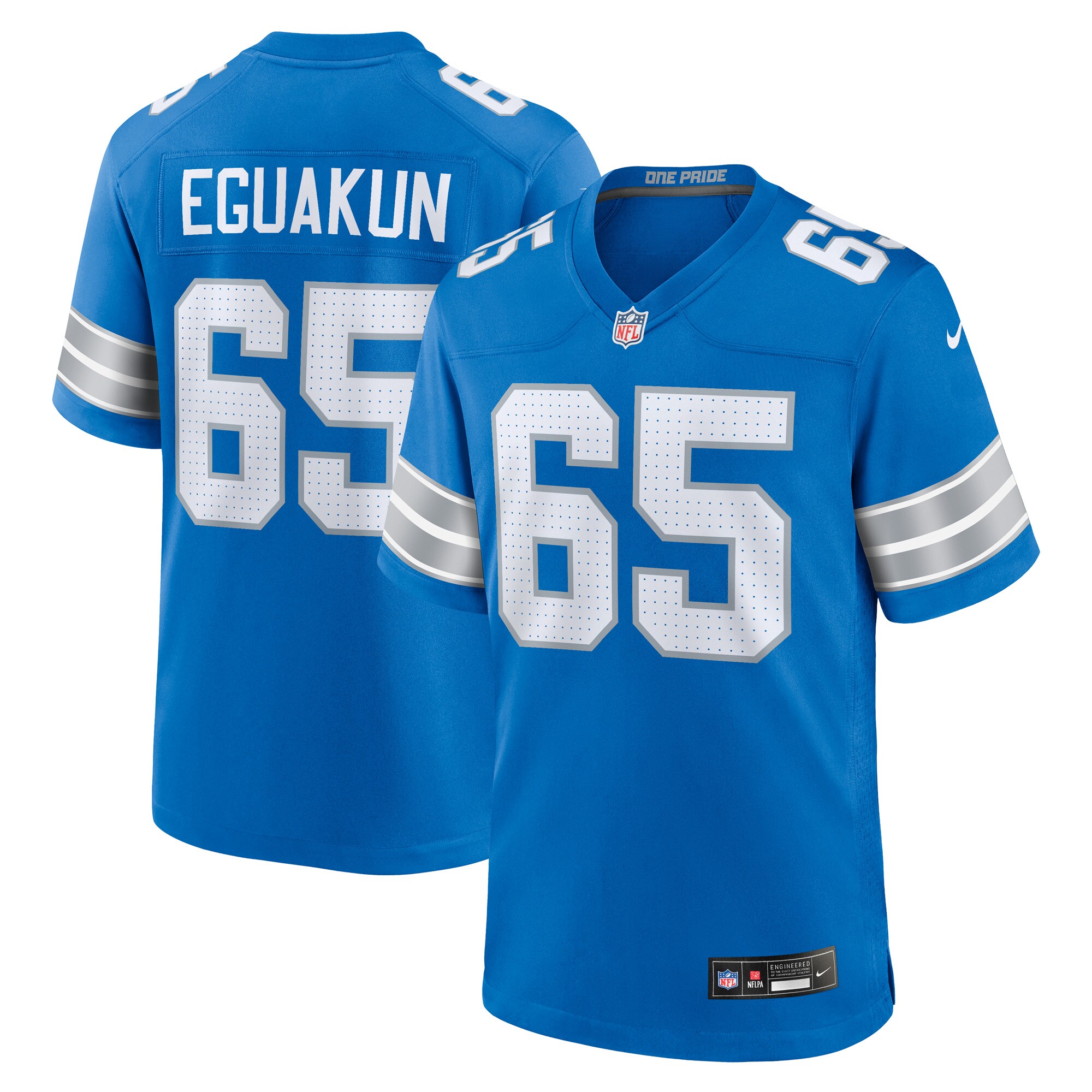 Detroit Lions Kingsley Eguakun Blue Game NFL Jersey Men's