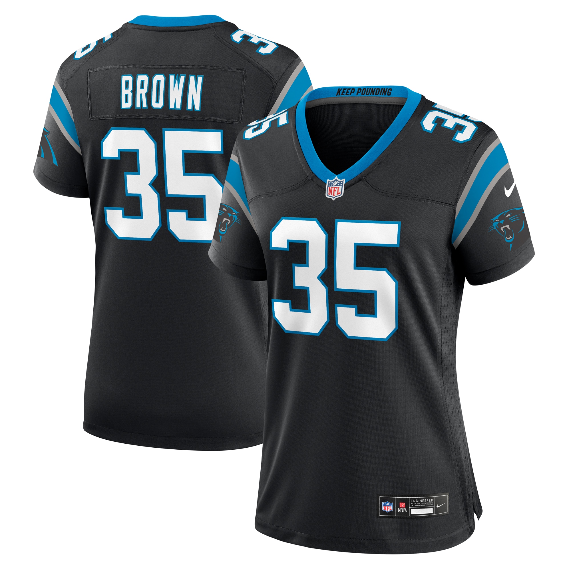 Carolina Panthers Anthony Brown Black Game NFL Jersey Women's