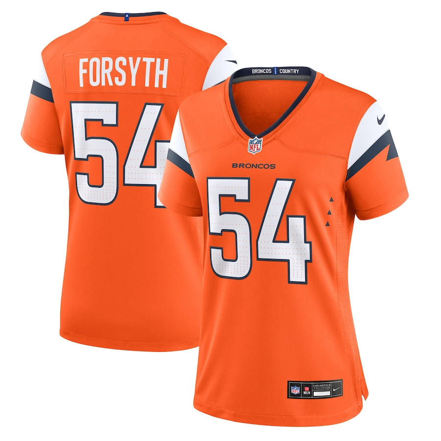 Alex Forsyth 54 Denver Broncos Team Game Orange NFL Jersey Women's