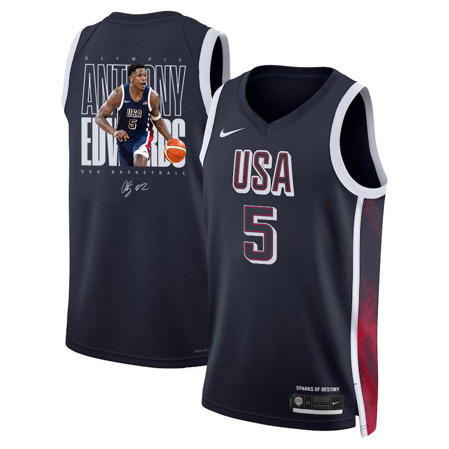 Anthony Edwards 5 Ant-Man USA Unisex 2024 Swingman Player Navy NBA Jersey Unisex