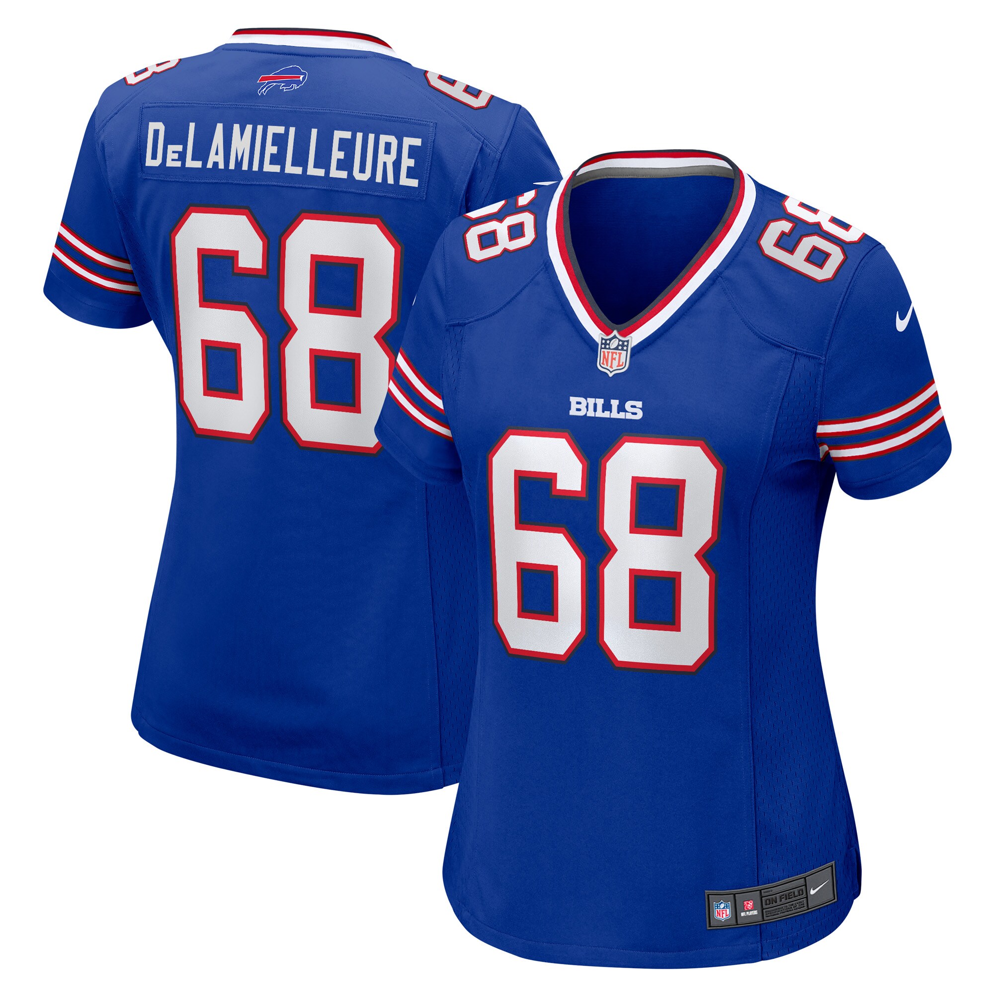 Buffalo Bills Joe DeLamielleure Royal Game Retired Player NFL Jersey Women's