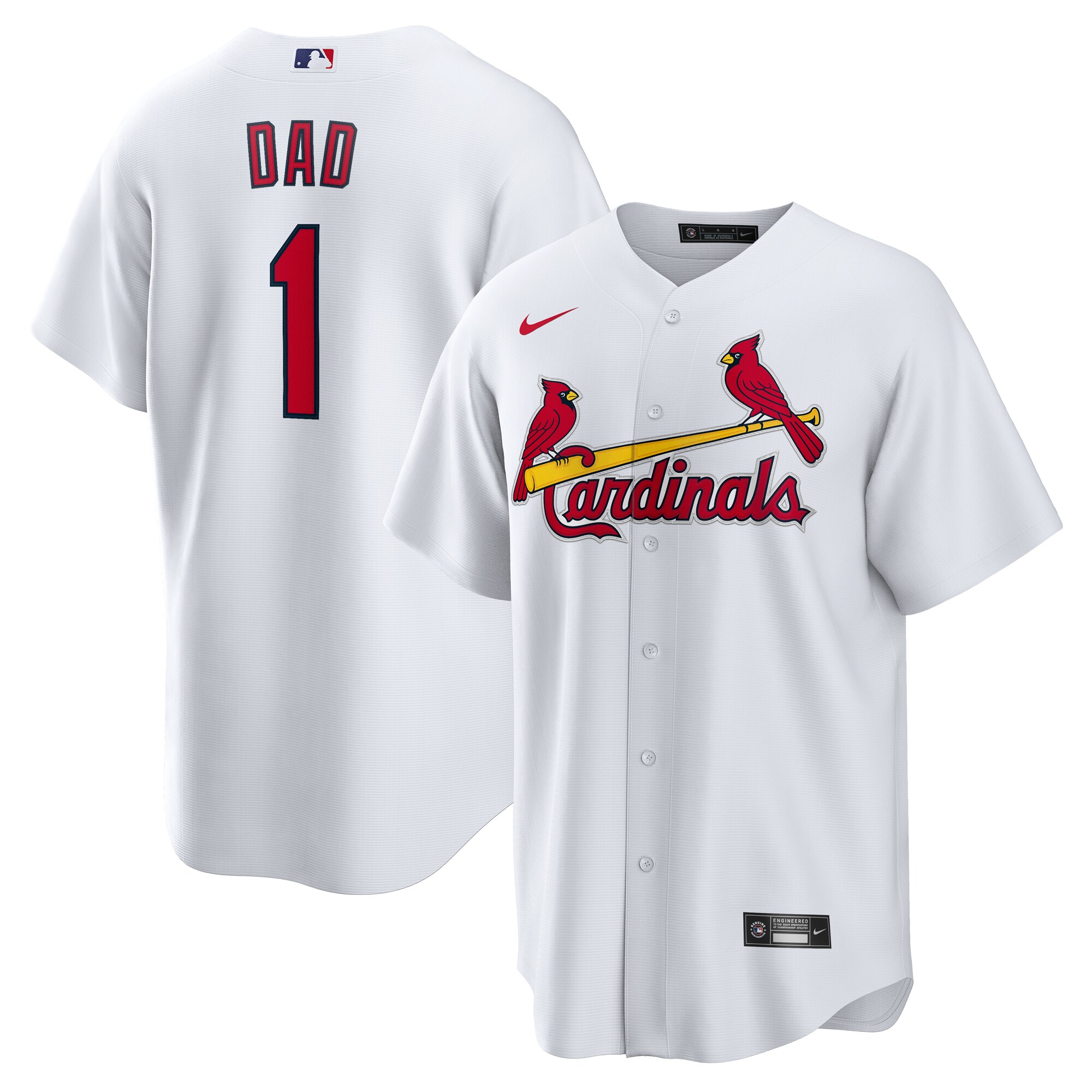 St. Louis Cardinals White #1 Dad Home MLB Jersey Men's