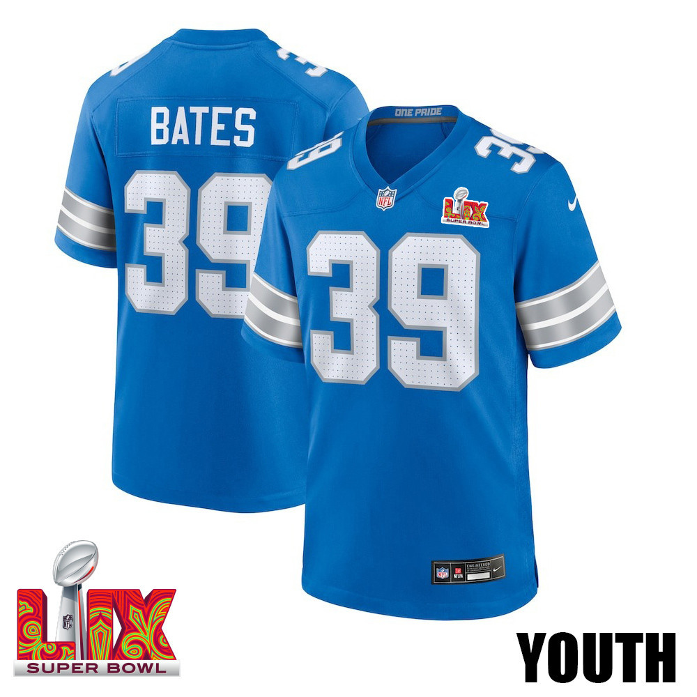 Jake Bates #39 Detroit Lions Super Bowl LIX Blue NFL Jersey Men's