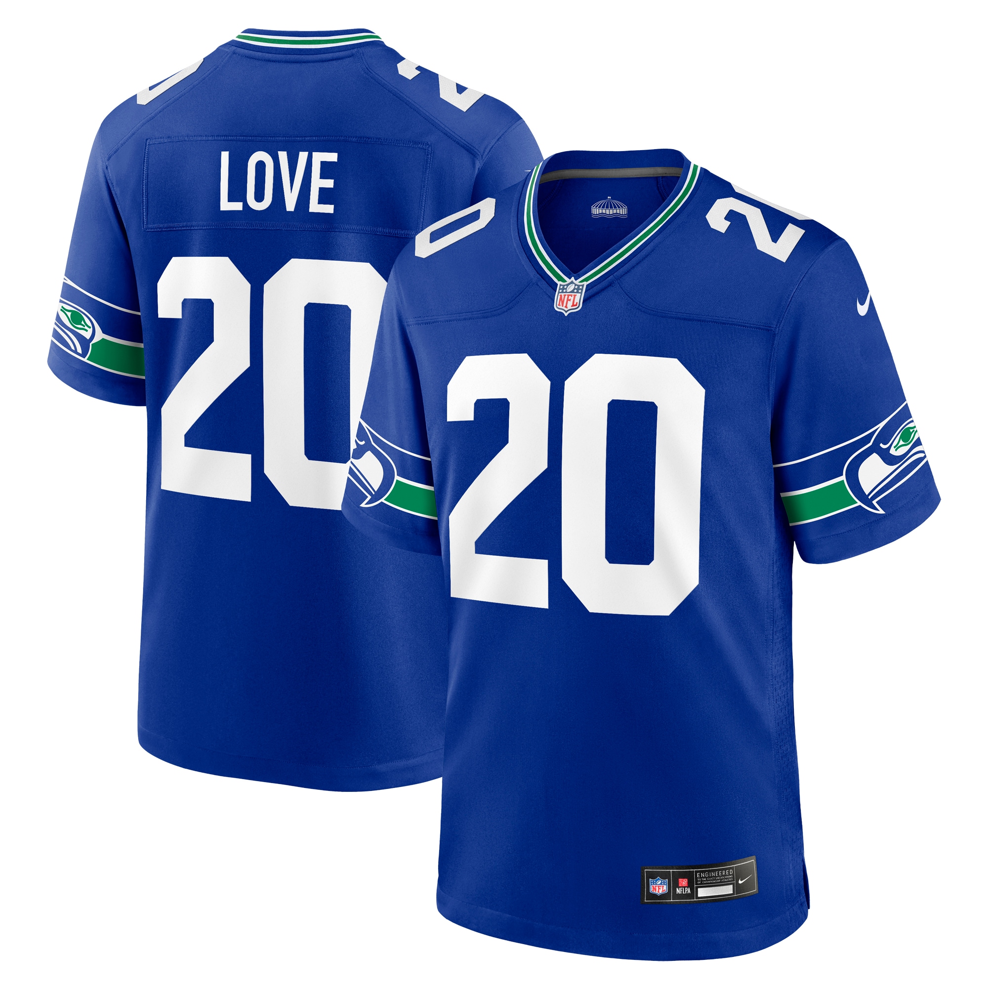 Seattle Seahawks Julian Love Royal Throwback Player Game NFL Jersey Men's