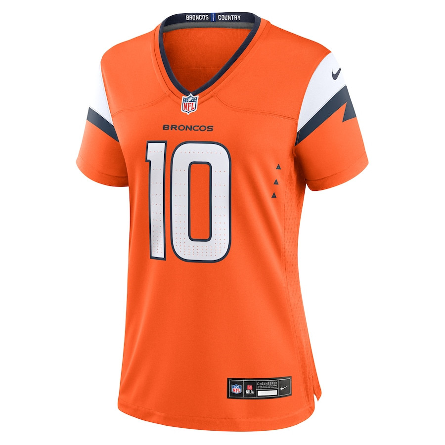 Bo Nix 10 Denver Broncos Game Orange NFL Jersey Women's