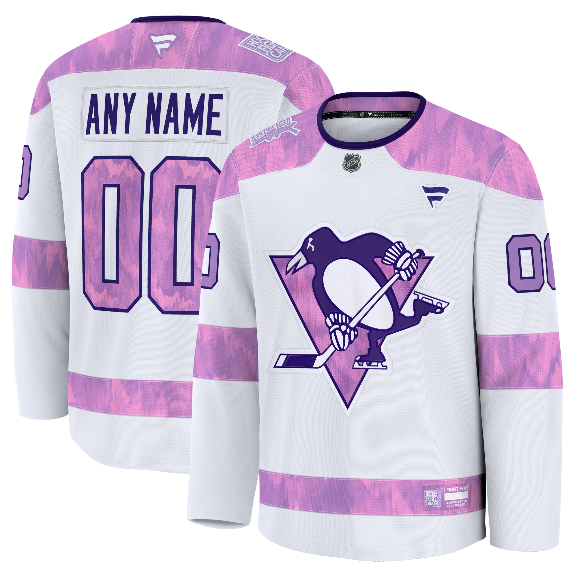 Pittsburgh Penguins White 2024 Fights Cancer Custom Practice NHL Jersey Men's