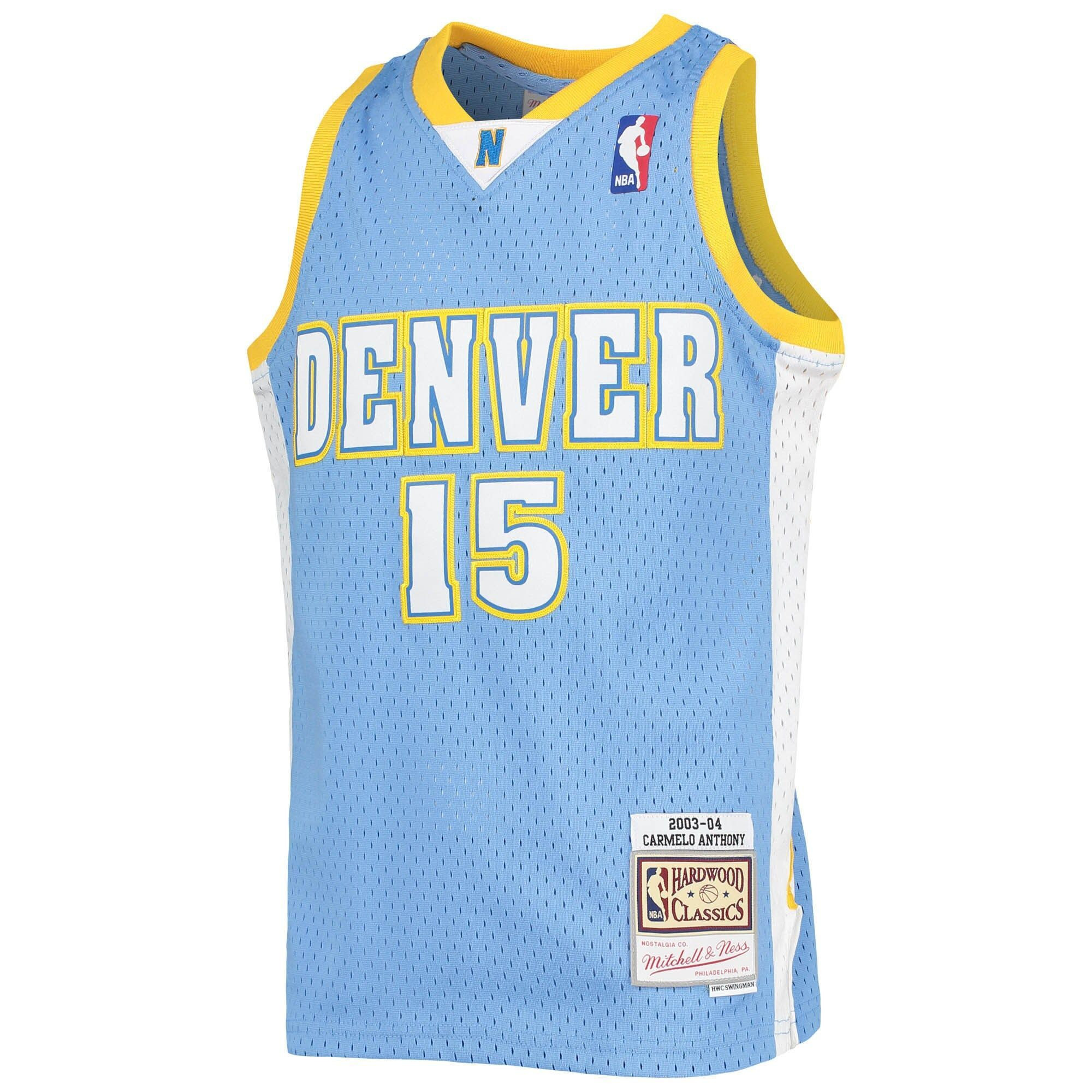 Carmelo Anthony Denver Nuggets Mitchell&Nes 2003-04 Hardwood Classics Swingman Powder Blue NBA Jersey Youth