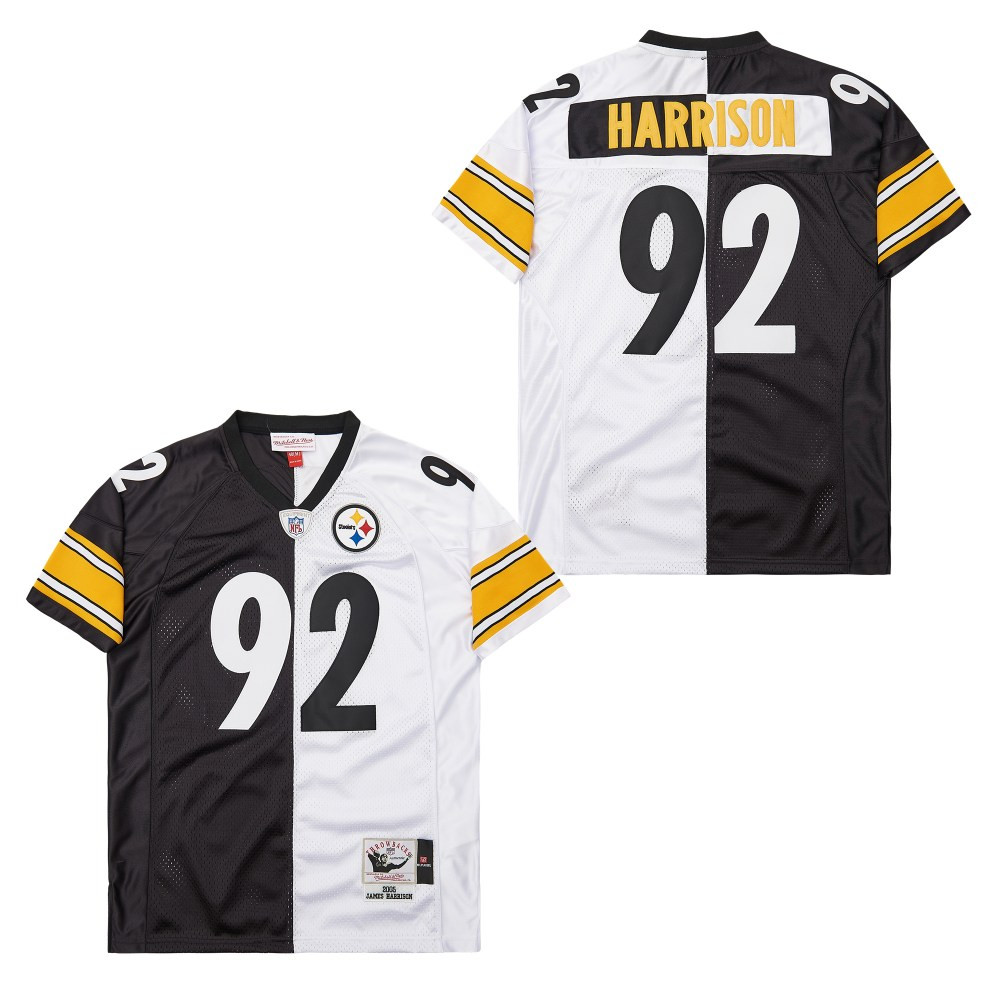 James Harrison 92 Pittsburgh Steelers Two-Toned Retro Throwback Black/White NFL Jersey Men's