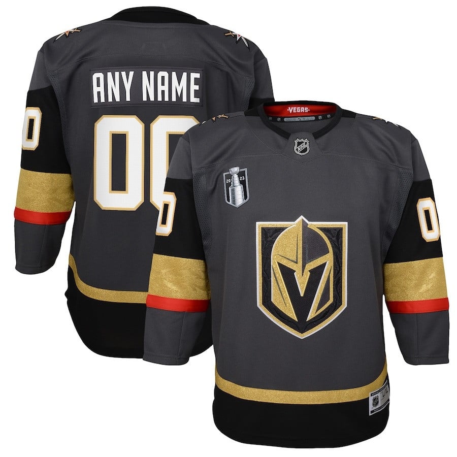 Custom 00 Vegas Golden Knights 2023 Stanley Cup Final Alternate Black NHL Jersey Youth