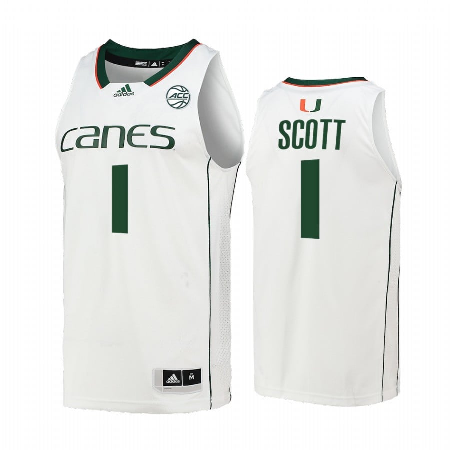 Miami Hurricanes Durand Scott 1 College White Uniform NCAA Jersey Men's