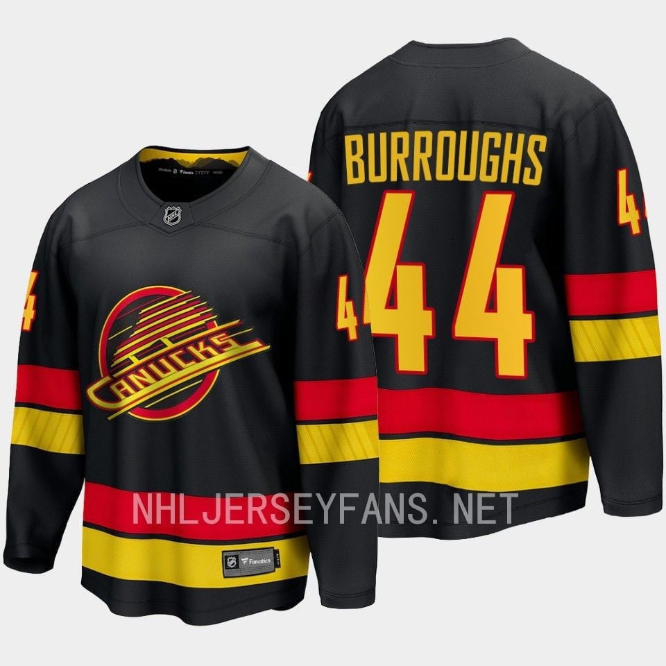 Vancouver Canucks Kyle Burroughs 44 2023-24 Alternate Breakaway Black NHL Jersey Men's