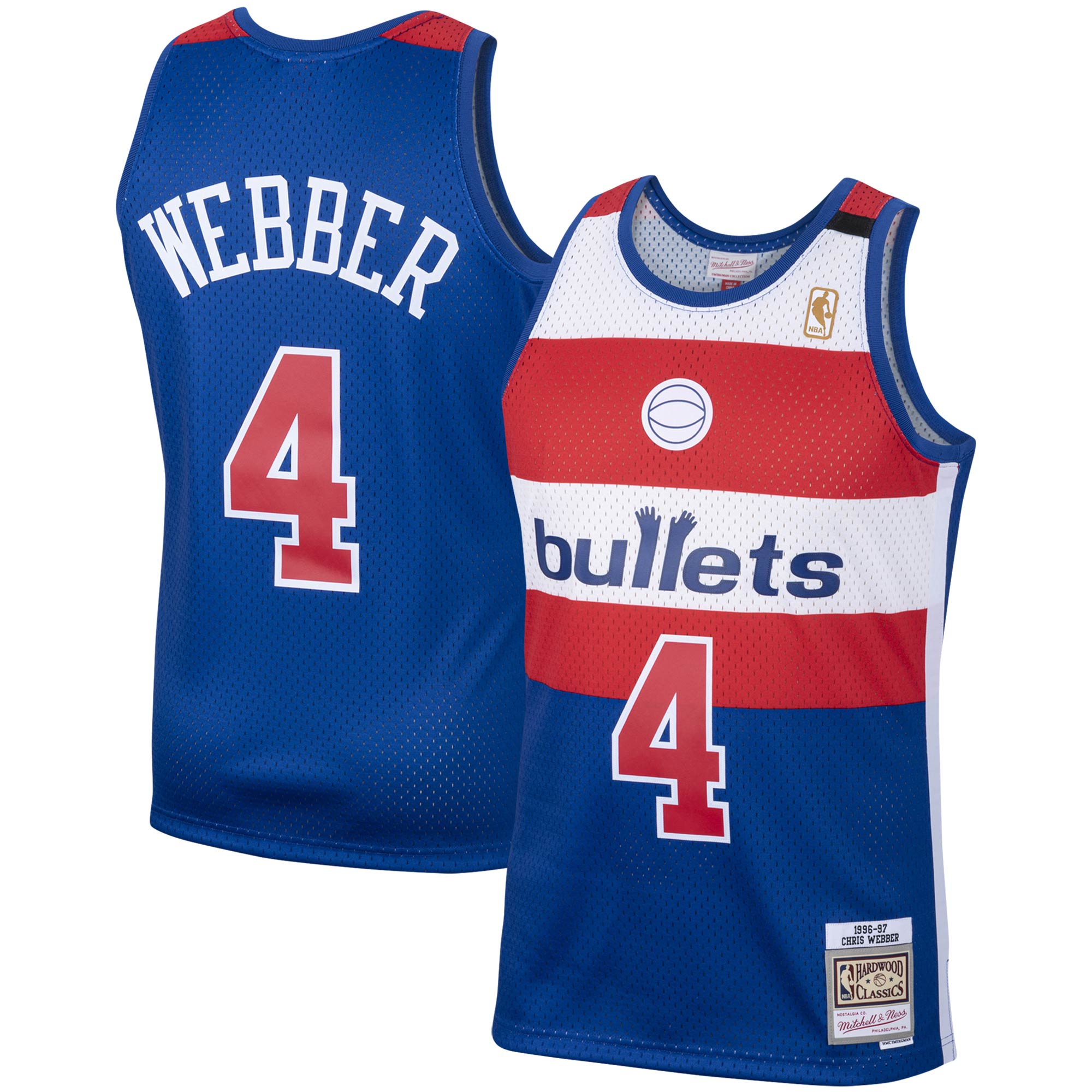 Mitchell Ness Chris Webber Royal Washington Bullets 1996/97 Hardwood Classics Swingman NBA Jersey Men's