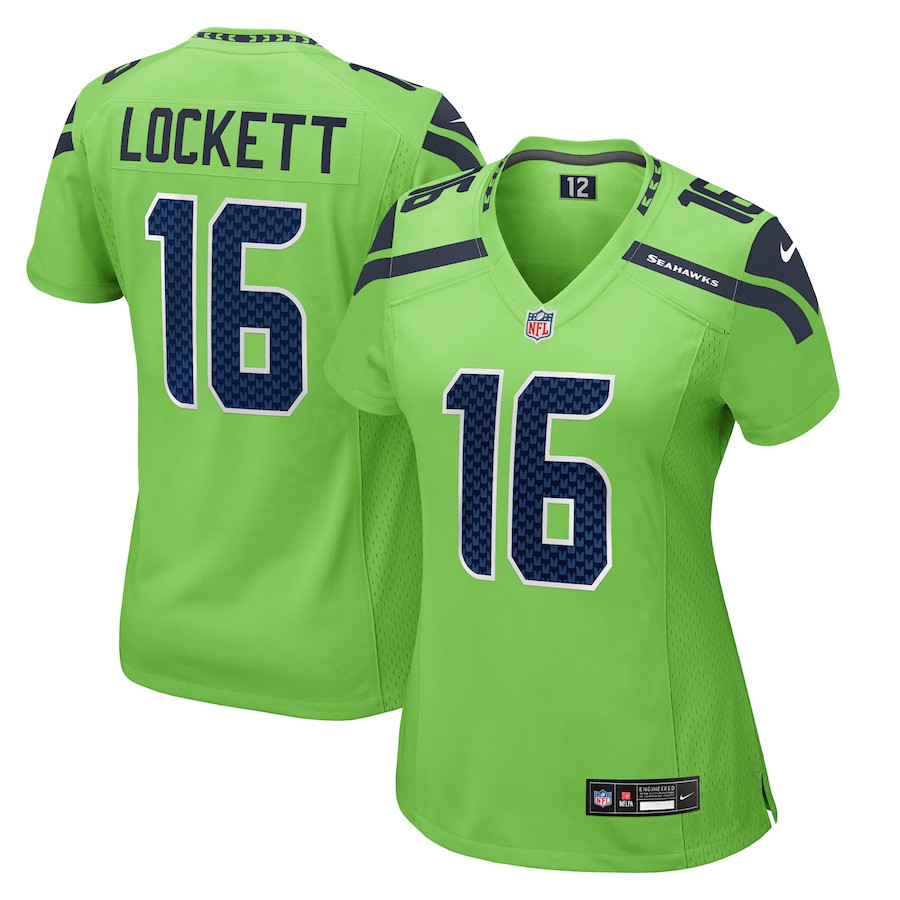 Tyler Lockett 16 Seattle Seahawks Game Neon Green NFL Jersey Women's