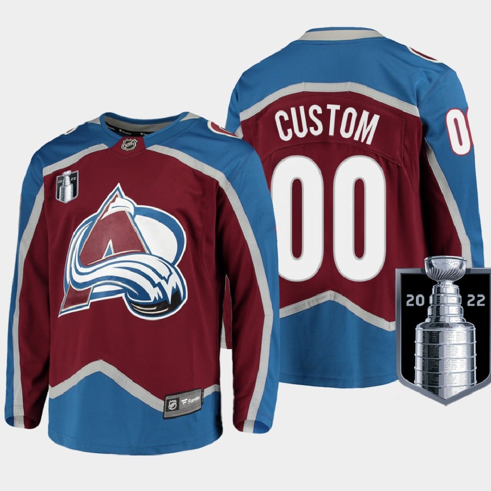 Colorado Avalanche 00 Custom Stanley Cup Final Burgundy Equipment Home NHL Jersey Men's