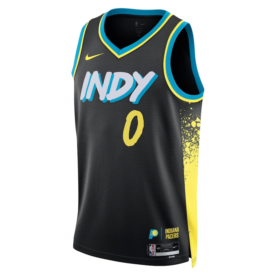 Tyrese Haliburton 0 Indiana Pacers 2023/24 City Edition Swingman Black NBA Jersey Men's