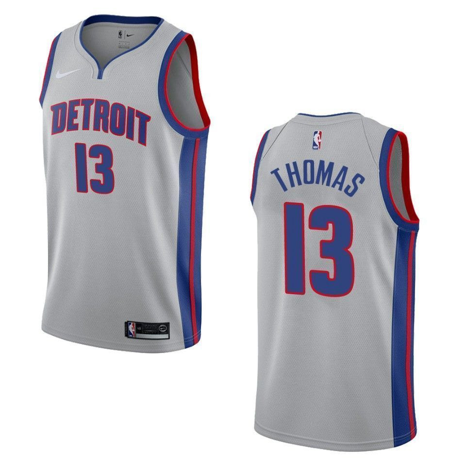 Detroit Pistons 13 Khyri Thomas Statement Swingman Gray NBA Jersey Men's