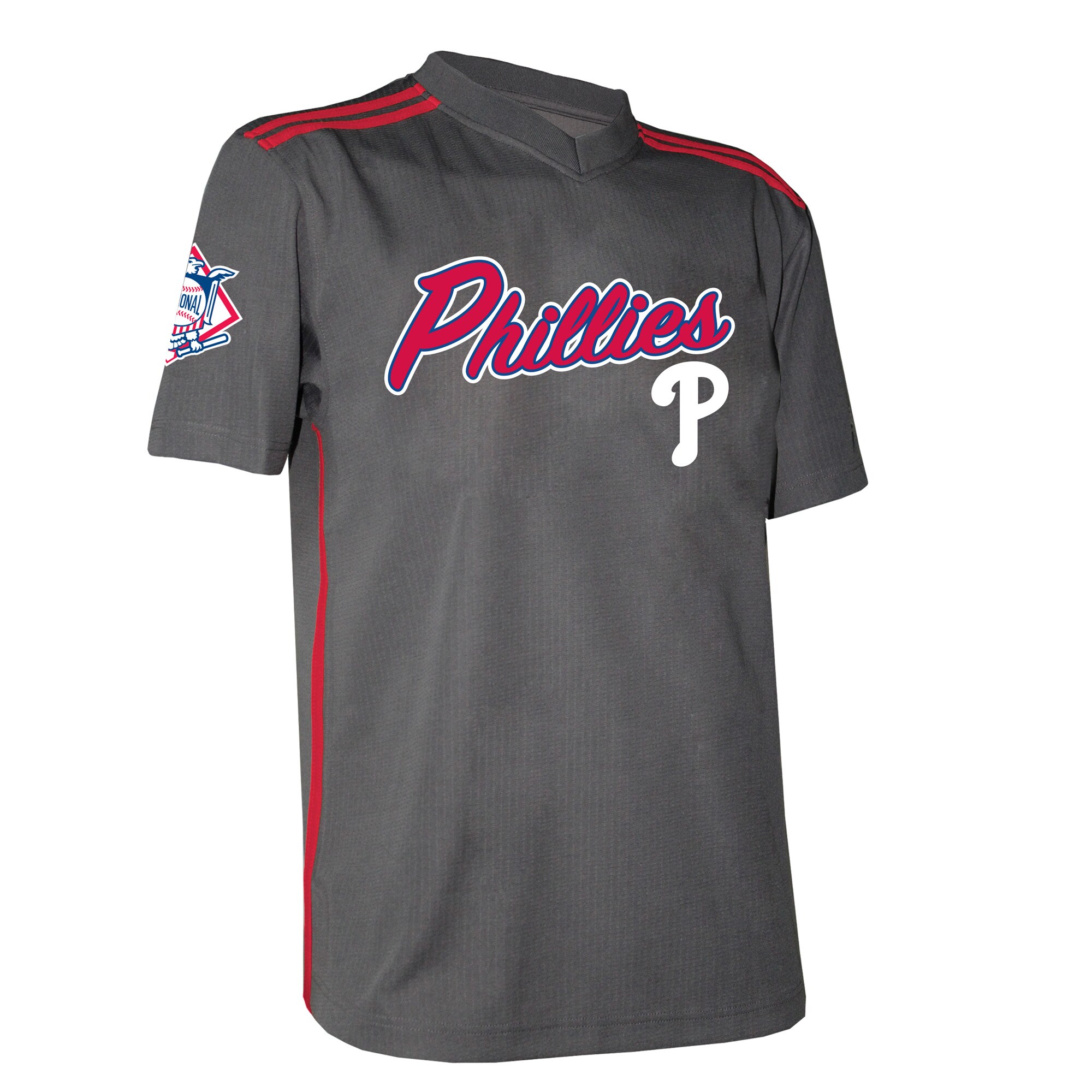 Philadelphia Phillies Stitches Charcoal Team V-Neck MLB Jersey Men's