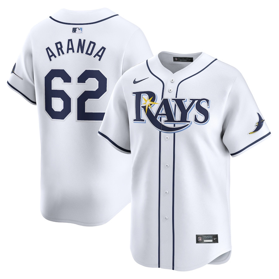 Jonathan Aranda 62 Tampa Bay Rays Home Limited Player White MLB Jersey Men's